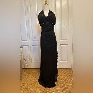 Blondie Nites by Linda Bernell Black Halter neck gown size 9 junior